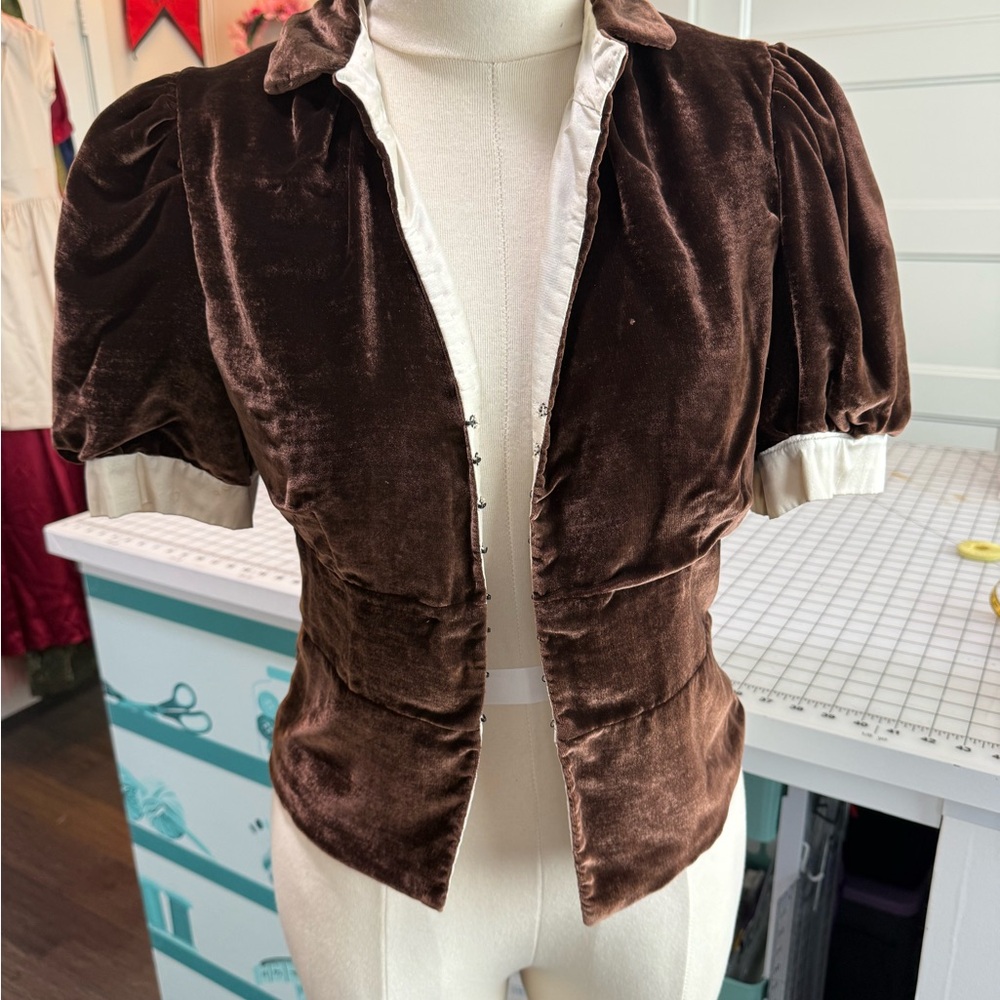 Elegant Brown Velvet Blouse vintage handmade